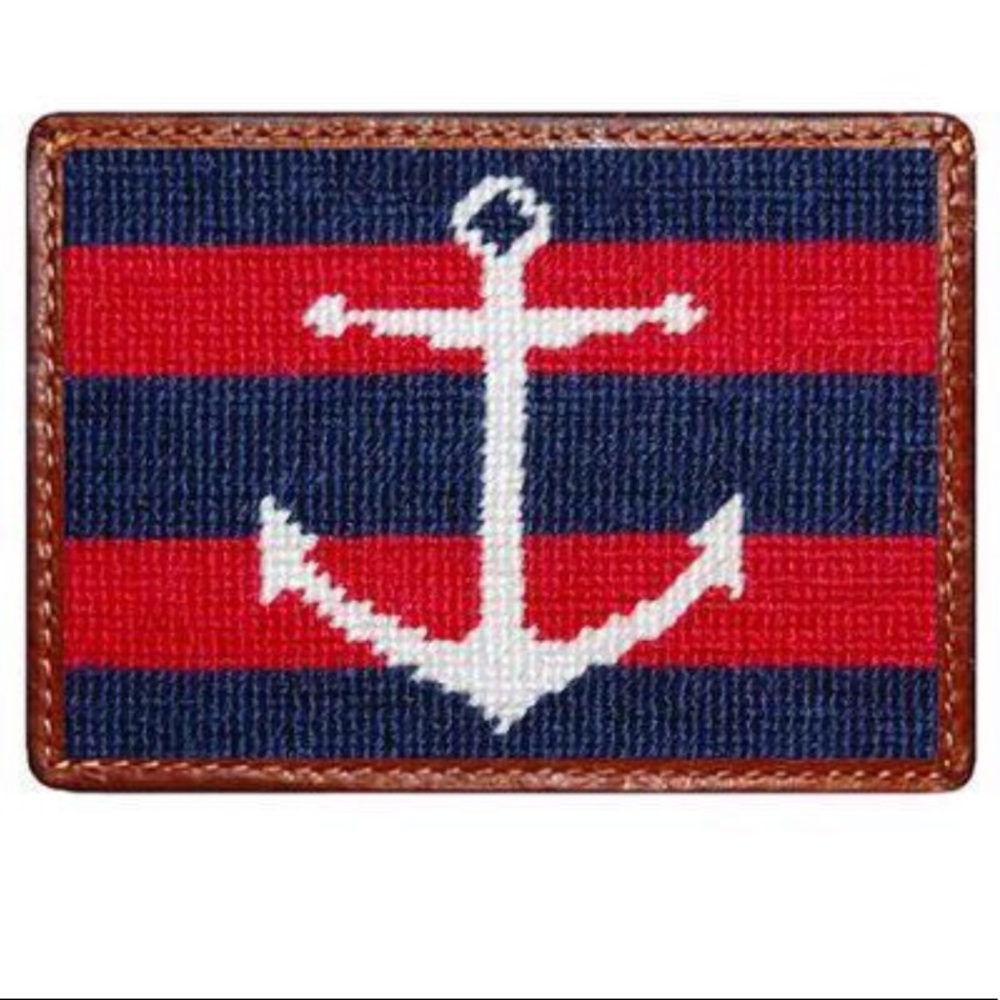 NWT STRIPED ANCHOR NEEDLEPOINT CREDIT CARD WALLET